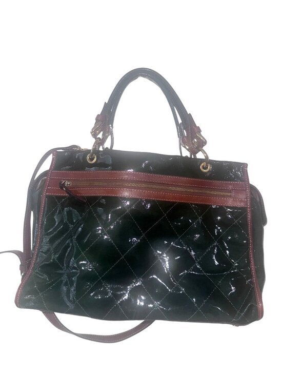 Cavalcanti Handbags - Cavalcanti Quilted Leather Tote Bag Green & Burgundy 14x10x6 Made In Italy